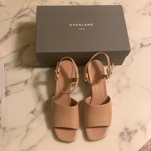 Everlane Pastel Pink Block Heel Sandals w/ Ankle Strap NWOT Never Worn